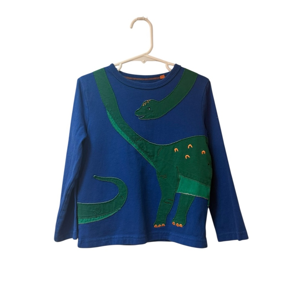 Mini Boden Blue and Green Dinosaur Long Sleeve Tee Sz 4-5Y